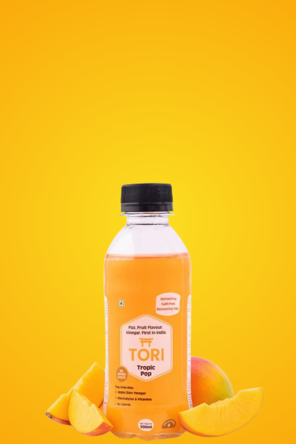 Tori Apple Cider Vinegar Sparkling Water – Tropic Pop | Low-Calorie, Guilt-Free Refreshment with Vitamins & Electrolytes | 200ml | Pack of 12